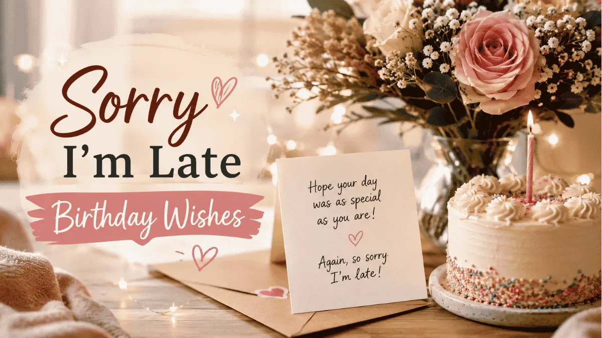Sorry I&rsquo;m late birthday wishes with sincere birthday greeting card