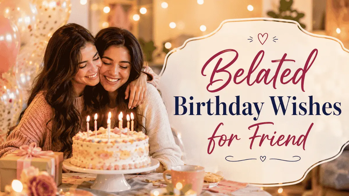 Belated birthday wishes for friend with warm birthday celebration background
