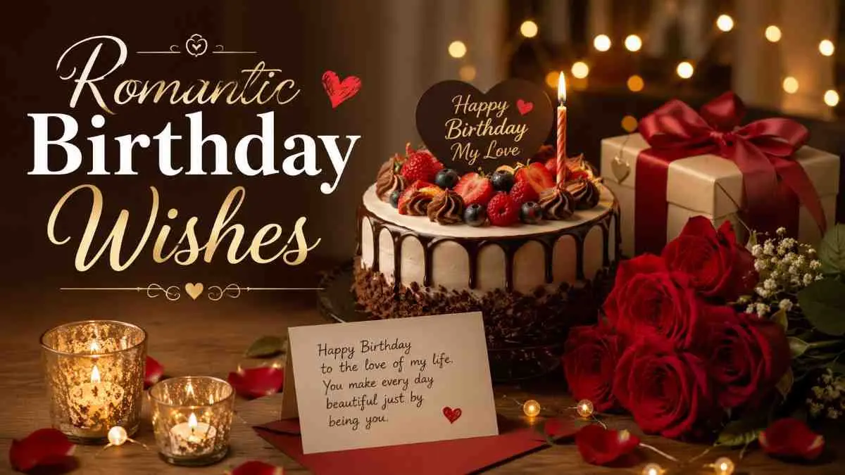 Romantic birthday message for husband with gift and birthday card